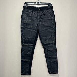 Banana Republic Sloan Faux Leather Front Skinny Ankle Pants Black